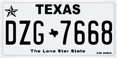 TX license plate DZG7668