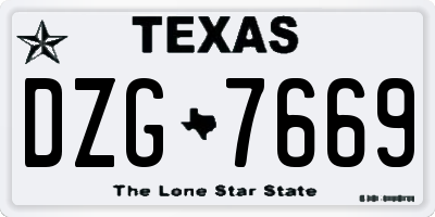 TX license plate DZG7669
