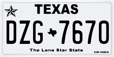 TX license plate DZG7670