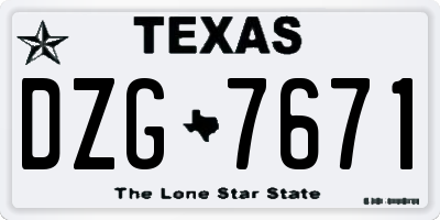 TX license plate DZG7671