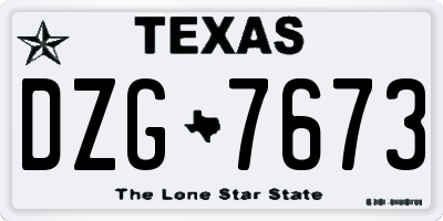 TX license plate DZG7673