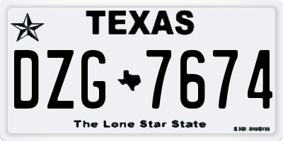 TX license plate DZG7674