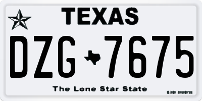 TX license plate DZG7675