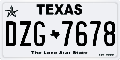 TX license plate DZG7678