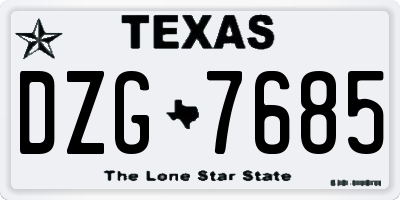 TX license plate DZG7685