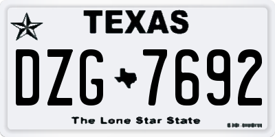 TX license plate DZG7692
