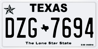 TX license plate DZG7694