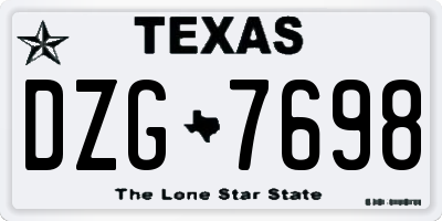 TX license plate DZG7698