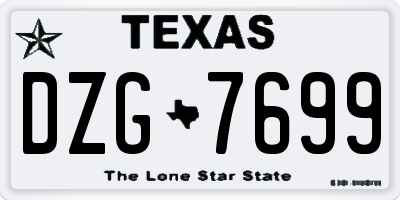 TX license plate DZG7699