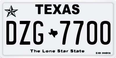 TX license plate DZG7700