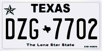 TX license plate DZG7702
