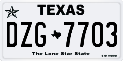 TX license plate DZG7703
