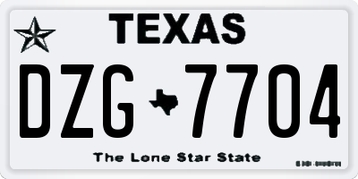 TX license plate DZG7704