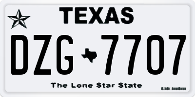 TX license plate DZG7707