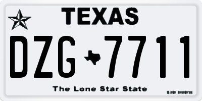 TX license plate DZG7711