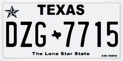TX license plate DZG7715