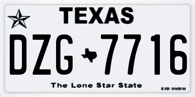 TX license plate DZG7716