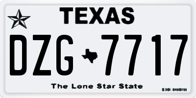 TX license plate DZG7717