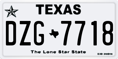TX license plate DZG7718