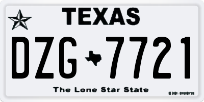 TX license plate DZG7721