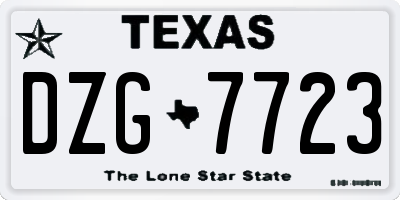TX license plate DZG7723