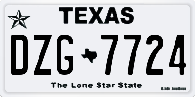 TX license plate DZG7724