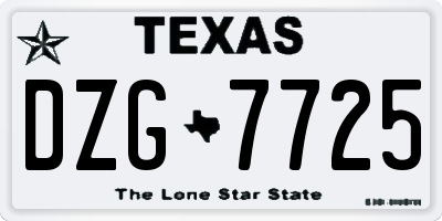 TX license plate DZG7725