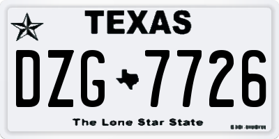TX license plate DZG7726