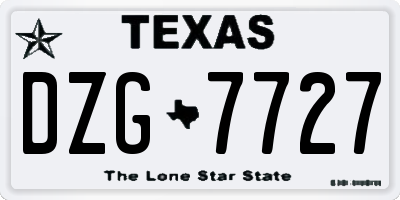 TX license plate DZG7727