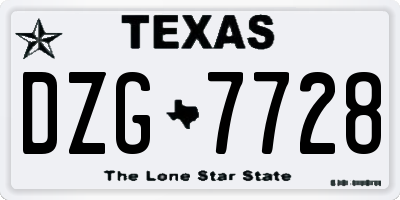 TX license plate DZG7728