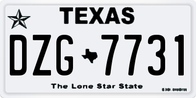 TX license plate DZG7731