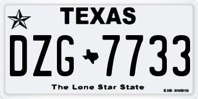 TX license plate DZG7733