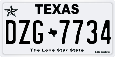 TX license plate DZG7734