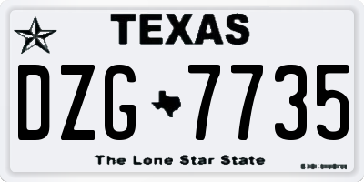 TX license plate DZG7735