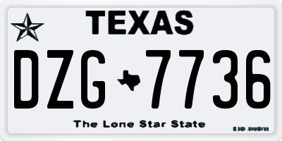 TX license plate DZG7736