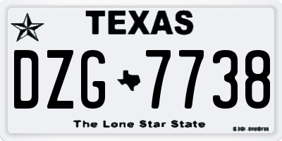 TX license plate DZG7738
