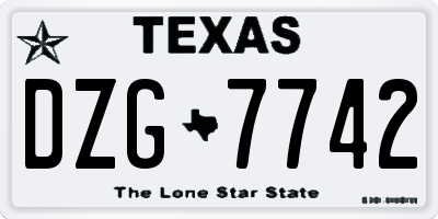 TX license plate DZG7742