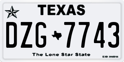 TX license plate DZG7743