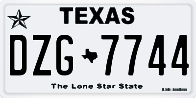 TX license plate DZG7744