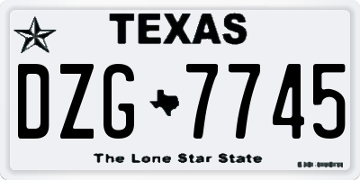 TX license plate DZG7745