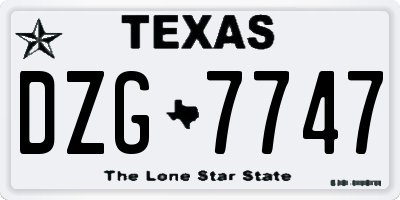 TX license plate DZG7747