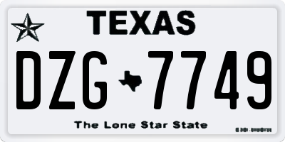 TX license plate DZG7749