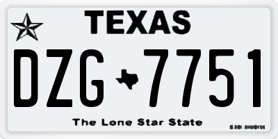 TX license plate DZG7751