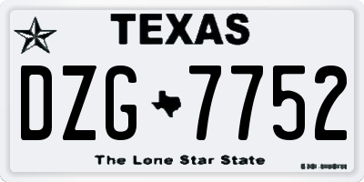 TX license plate DZG7752