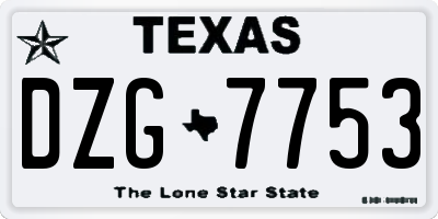 TX license plate DZG7753