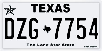 TX license plate DZG7754