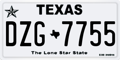 TX license plate DZG7755