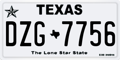 TX license plate DZG7756