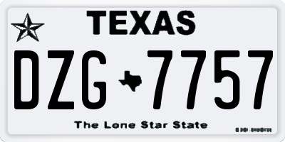 TX license plate DZG7757