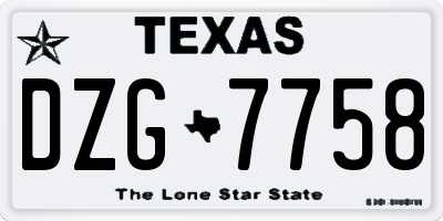TX license plate DZG7758